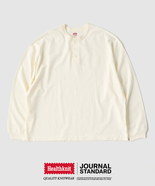 Healthknit(ヘルスニット)の「Healthknit / ヘルスニット 別注 ヘンリーネック L/S Tシャツ(Tシャツ/カットソー・メンズ・ブラック/ホワイト/ブルー系その他/ホワイト×ホワイト・LARGE/MEDIUM)」の3枚目の写真