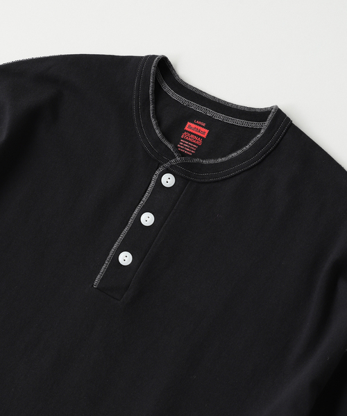 Healthknit(ヘルスニット)の「Healthknit / ヘルスニット 別注 ヘンリーネック L/S Tシャツ(Tシャツ/カットソー・メンズ・ブラック/ホワイト/ブルー系その他/ホワイト×ホワイト・LARGE/MEDIUM)」の6枚目の写真