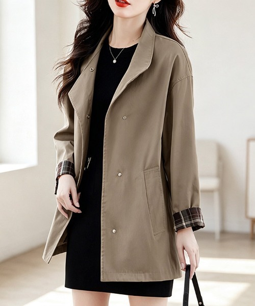 ONEP STAR(ワンピスター)の「変形スタンドカラーライトジャケット(ブルゾン・レディース・カーキ/ブラック・X-LARGE/LARGE/MEDIUM)」の1枚目の写真