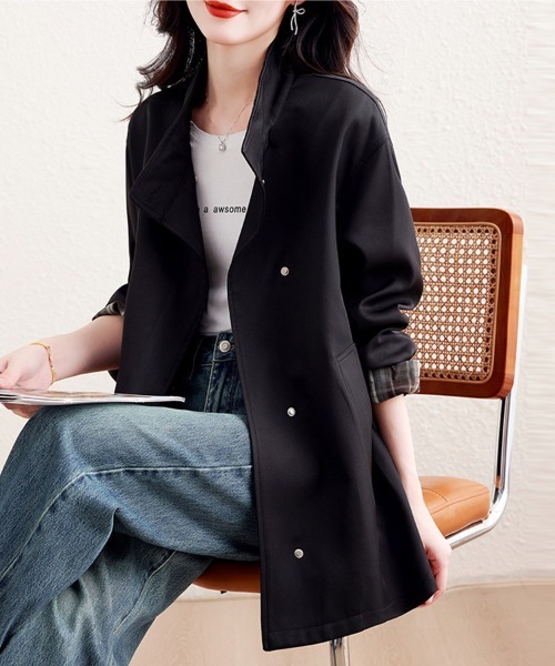 ONEP STAR(ワンピスター)の「変形スタンドカラーライトジャケット(ブルゾン・レディース・カーキ/ブラック・X-LARGE/LARGE/MEDIUM)」の11枚目の写真