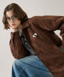 ONCILY(�I���V�F���[)��HARAKO HEART PATCH FAKE SUEDE BLOUSON / �n���R�n�[�g���b�y���t�F�C�N�X�E�F�[�h�u���]��(�u���]��)