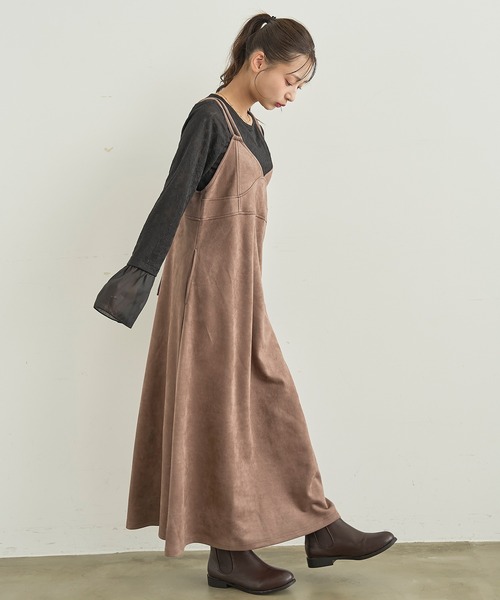mil(ミル)の「スウェードライク キャミワンピース 【588231】(ワンピース・レディース・ブラウン/ベージュ・XS/S)」の10枚目の写真
