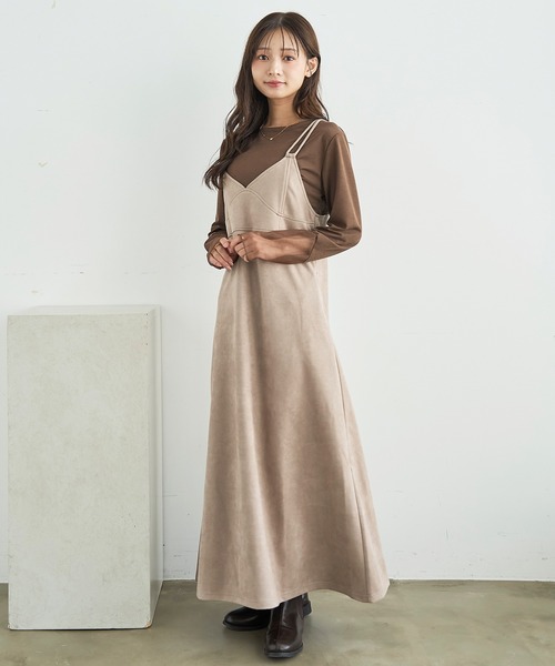 mil(ミル)の「スウェードライク キャミワンピース 【588231】(ワンピース・レディース・ブラウン/ベージュ・XS/S)」の7枚目の写真