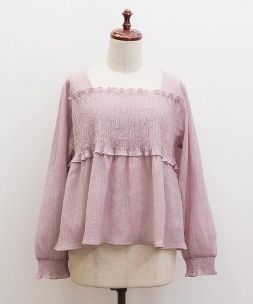 CLETTE(クレット)の「シャーリングペプラムブラウス(シャツ/ブラウス・レディース・ボルドー/ピンク/ブラック・3L/LL/4L)」の13枚目の写真