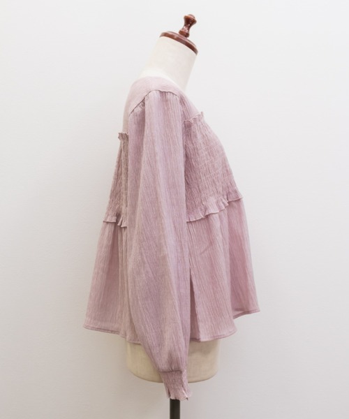 CLETTE(クレット)の「シャーリングペプラムブラウス(シャツ/ブラウス・レディース・ボルドー/ピンク/ブラック・3L/LL/4L)」の14枚目の写真