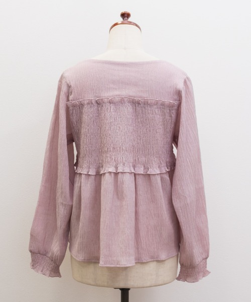CLETTE(クレット)の「シャーリングペプラムブラウス(シャツ/ブラウス・レディース・ボルドー/ピンク/ブラック・3L/LL/4L)」の15枚目の写真