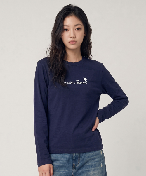 VANNWORKS(バンワークス)の「アナラブル スター クロップド長袖Tシャツ (VLS232) ネイビー(Tシャツ/カットソー・レディース・その他・X-LARGE/SMALL/MEDIUM/LARGE)」の1枚目の写真