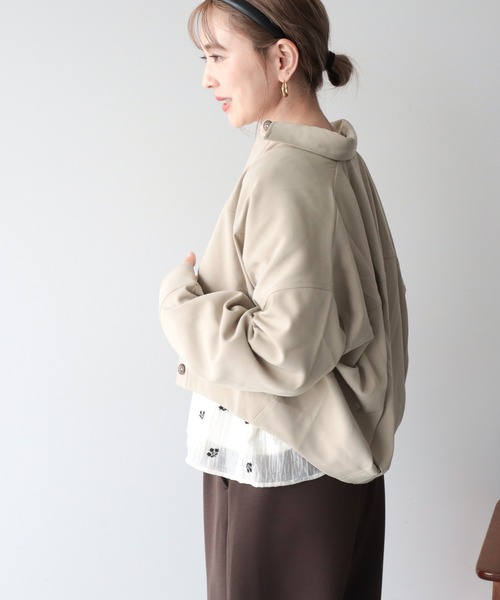 AMERICAN HOLIC（アメリカンホリック）の「【WEB限定】ショート丈コクーンシャツ（シャツ/ブラウス・レディース・ベージュ/ダークブラウン・FREE）」の5枚目の写真