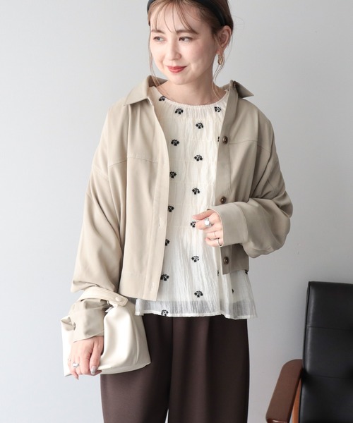 AMERICAN HOLIC（アメリカンホリック）の「【WEB限定】ショート丈コクーンシャツ（シャツ/ブラウス・レディース・ベージュ/ダークブラウン・FREE）」の8枚目の写真