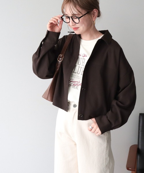 AMERICAN HOLIC（アメリカンホリック）の「【WEB限定】ショート丈コクーンシャツ（シャツ/ブラウス・レディース・ベージュ/ダークブラウン・FREE）」の16枚目の写真