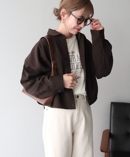 AMERICAN HOLIC（アメリカンホリック）の「【WEB限定】ショート丈コクーンシャツ（シャツ/ブラウス・レディース・ベージュ/ダークブラウン・FREE）」の17枚目の写真