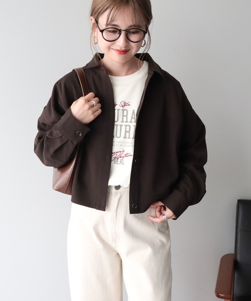 AMERICAN HOLIC（アメリカンホリック）の「【WEB限定】ショート丈コクーンシャツ（シャツ/ブラウス・レディース・ベージュ/ダークブラウン・FREE）」の21枚目の写真
