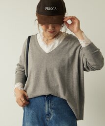 【洗濯機可能】ウォッシャブルニットVネックプルオーバー