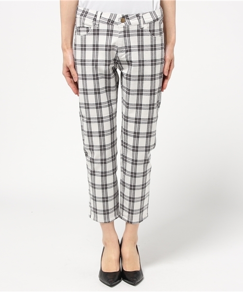 NATURAL BEAUTY BASIC（ナチュラルビューティーベーシック）の「チェックスキニークロップドパンツ（その他パンツ・レディース・ホワイト系その他/ダークネイビー/オフホワイト/ライトホワイト・LARGE/SMALL/X-SMALL/MEDIUM）」の9枚目の写真