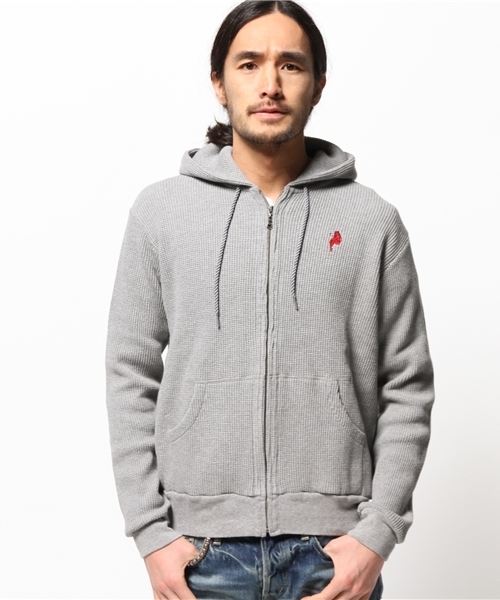 HYSTERIC GLAMOUR(ヒステリックグラマー)の「DEVIL WOMAN刺繍 PK(パーカー・メンズ・ネイビー/トップグレー/ブラック・LARGE/MEDIUM/SMALL)」の1枚目の写真