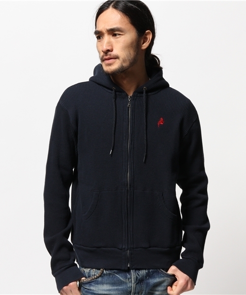 HYSTERIC GLAMOUR(ヒステリックグラマー)の「DEVIL WOMAN刺繍 PK(パーカー・メンズ・ネイビー/トップグレー/ブラック・LARGE/MEDIUM/SMALL)」の4枚目の写真