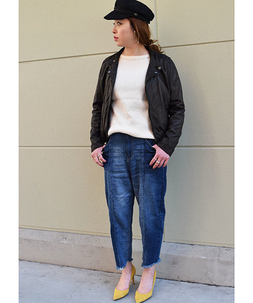 Uncut Bound（アンカットバウンド）の「Uncut Bound(アンカットバウンド)  ﾗﾑﾚｻﾞｰﾗｲﾀﾞｰｽｼﾞｬｹｯﾄ（ライダースジャケット・レディース・ブラック/ベージュ・1/2）」の12枚目の写真