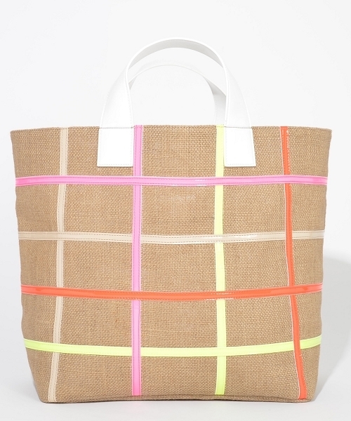 SOLPRESA（ソルプレーサ）の「リネントートバッグ（MIDIUM)（トートバッグ・レディース・ブラック/ピンク系その他/ホワイト・MEDIUM）」の5枚目の写真