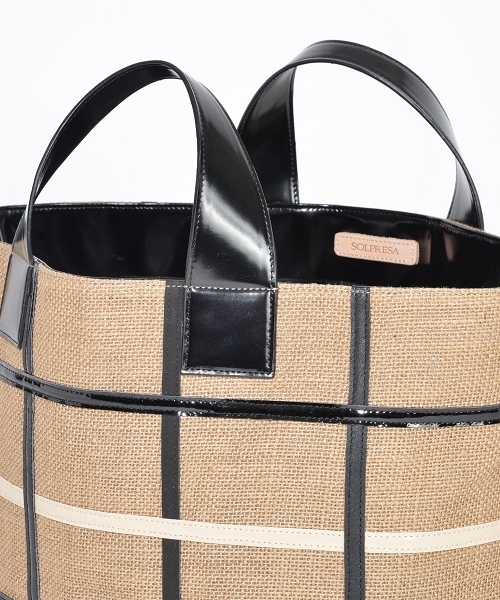 SOLPRESA（ソルプレーサ）の「リネントートバッグ（MIDIUM)（トートバッグ・レディース・ブラック/ピンク系その他/ホワイト・MEDIUM）」の12枚目の写真