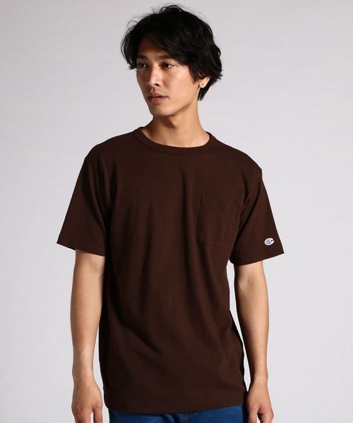 Champion（チャンピオン）の「【Champion】無地クルーネックTシャツ（Tシャツ/カットソー・メンズ・ホワイト/イエロー/グリーン/ダークグリーン/グレー/ベージュ/サックスブルー/ブラック/レッド/ネイビー/マスタード/ライトグレー/ブラウン/ダークグレー/ワイン/ブルー/ライトピンク/ターコイズブルー/ライトグリーン/オレンジ/ロイヤルブルー/ダークブラウン/パープル・MEDIUM/LARGE/SMALL/X-LARGE）」の7枚目の写真