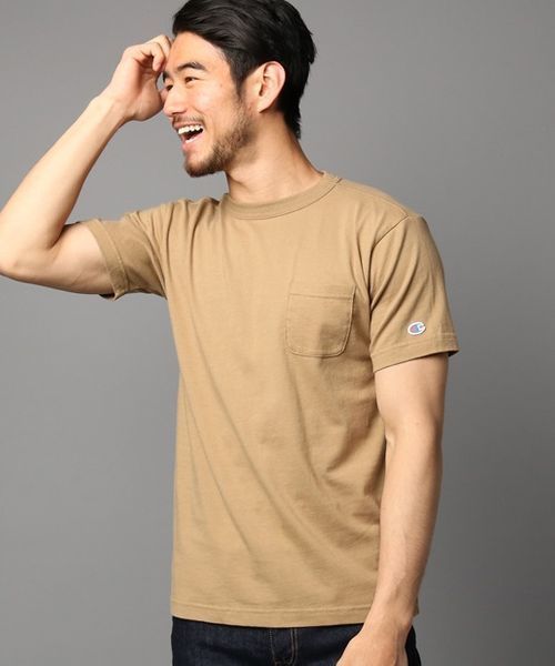 Champion（チャンピオン）の「【Champion】無地クルーネックTシャツ（Tシャツ/カットソー・メンズ・ホワイト/イエロー/グリーン/ダークグリーン/グレー/ベージュ/サックスブルー/ブラック/レッド/ネイビー/マスタード/ライトグレー/ブラウン/ダークグレー/ワイン/ブルー/ライトピンク/ターコイズブルー/ライトグリーン/オレンジ/ロイヤルブルー/ダークブラウン/パープル・MEDIUM/LARGE/SMALL/X-LARGE）」の8枚目の写真