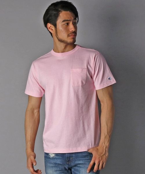 Champion（チャンピオン）の「【Champion】無地クルーネックTシャツ（Tシャツ/カットソー・メンズ・ホワイト/イエロー/グリーン/ダークグリーン/グレー/ベージュ/サックスブルー/ブラック/レッド/ネイビー/マスタード/ライトグレー/ブラウン/ダークグレー/ワイン/ブルー/ライトピンク/ターコイズブルー/ライトグリーン/オレンジ/ロイヤルブルー/ダークブラウン/パープル・MEDIUM/LARGE/SMALL/X-LARGE）」の20枚目の写真