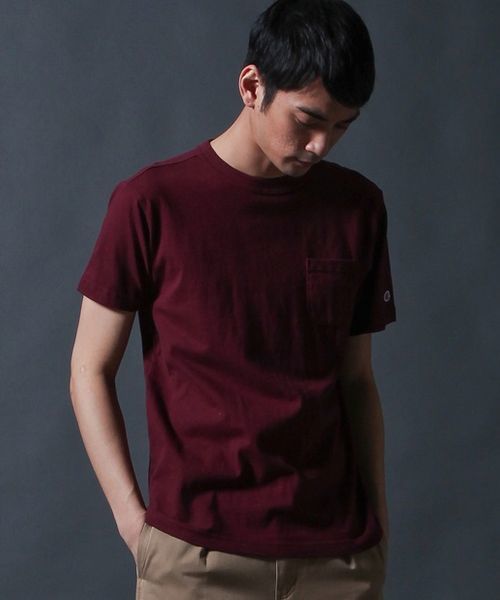 Champion（チャンピオン）の「【Champion】無地クルーネックTシャツ（Tシャツ/カットソー・メンズ・ホワイト/イエロー/グリーン/ダークグリーン/グレー/ベージュ/サックスブルー/ブラック/レッド/ネイビー/マスタード/ライトグレー/ブラウン/ダークグレー/ワイン/ブルー/ライトピンク/ターコイズブルー/ライトグリーン/オレンジ/ロイヤルブルー/ダークブラウン/パープル・MEDIUM/LARGE/SMALL/X-LARGE）」の22枚目の写真