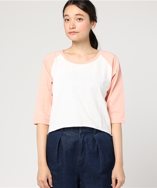 WEGO(ウィゴー)の「WEGO/クロップドラグランTシャツ(Tシャツ/カットソー・レディース・レッド/ブラック/ライトピンク/杢グレー・FREE)」の21枚目の写真