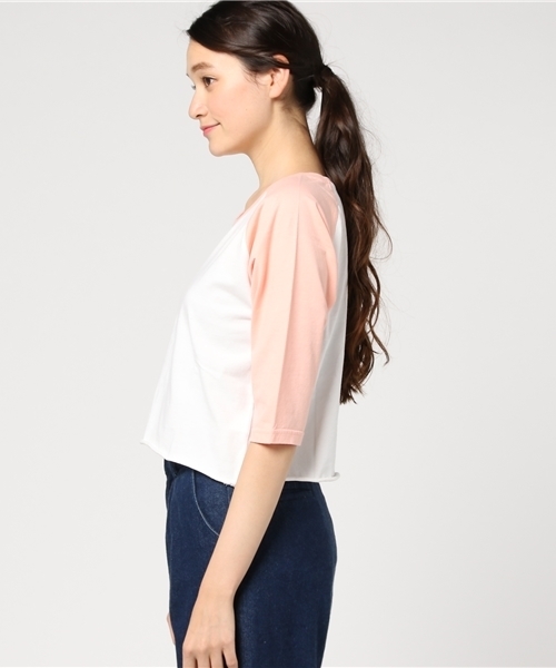 WEGO(ウィゴー)の「WEGO/クロップドラグランTシャツ(Tシャツ/カットソー・レディース・レッド/ブラック/ライトピンク/杢グレー・FREE)」の22枚目の写真