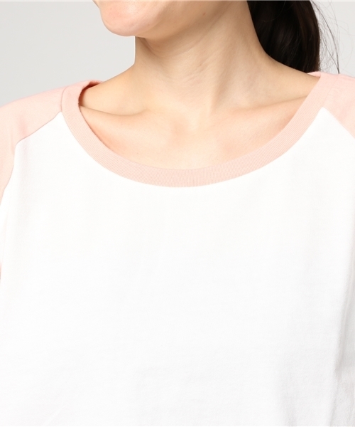 WEGO(ウィゴー)の「WEGO/クロップドラグランTシャツ(Tシャツ/カットソー・レディース・レッド/ブラック/ライトピンク/杢グレー・FREE)」の12枚目の写真