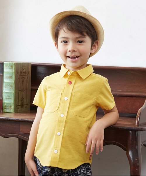 BREEZE(ブリーズ)の「カラーシャンブレーシャツ(シャツ/ブラウス・キッズ・ネイビー/レモンイエロー/グリーン・100/120/95/80/90/140/110/130)」の1枚目の写真