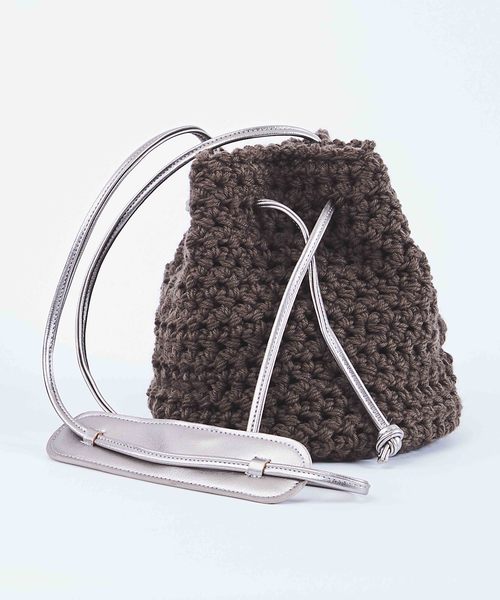 STUDIOUS（ステュディオス）の「【LAUGOA】編み上げミニ巾着ショルダー　Cle　0174-30008（ショルダーバッグ・レディース・ブラック/ブラウン/ワインレッド/カーキ・FREE）」の3枚目の写真
