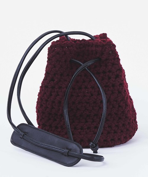 STUDIOUS（ステュディオス）の「【LAUGOA】編み上げミニ巾着ショルダー　Cle　0174-30008（ショルダーバッグ・レディース・ブラック/ブラウン/ワインレッド/カーキ・FREE）」の4枚目の写真