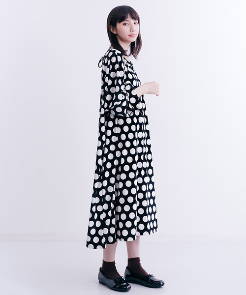 MERLOT（メルロー）の「ドット柄ワンピース1271（ワンピース・レディース・ブラック/ベージュ・FREE）」の10枚目の写真