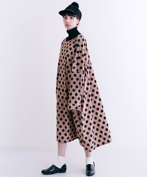 MERLOT（メルロー）の「ドット柄ワンピース1271（ワンピース・レディース・ブラック/ベージュ・FREE）」の14枚目の写真