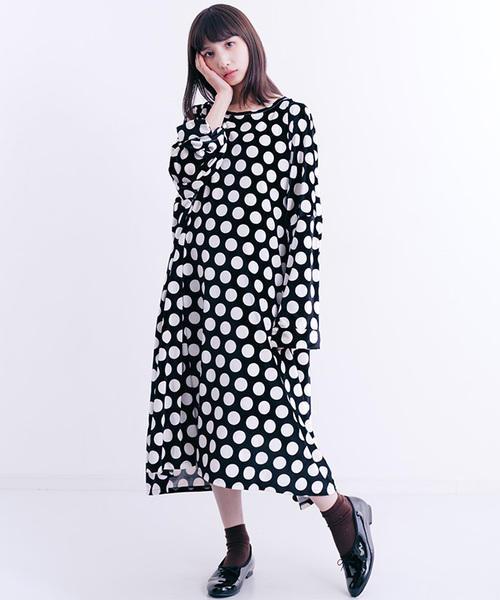 MERLOT（メルロー）の「ドット柄ワンピース1271（ワンピース・レディース・ブラック/ベージュ・FREE）」の17枚目の写真