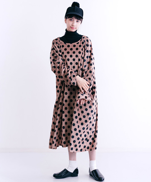 MERLOT（メルロー）の「ドット柄ワンピース1271（ワンピース・レディース・ブラック/ベージュ・FREE）」の16枚目の写真