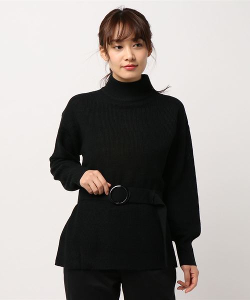 KOBE LETTUCE(コウベレタス)の「共地ベルト付きハイネックニットトップス(ニット/セーター・レディース・ブラック/ベージュ/グレー/オフホワイト/ピンク系その他・FREE)」の3枚目の写真