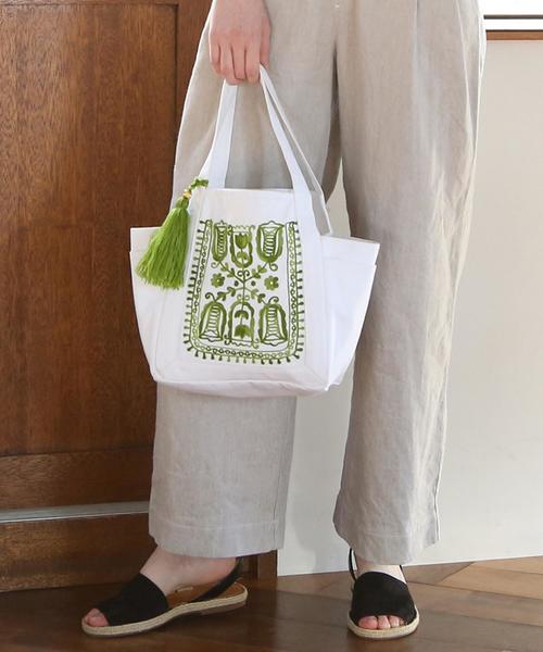 coen（コーエン）の「【Market】エンブロイダリー刺繍トートバッグ（トートバッグ・レディース・ダークグレー/グリーン/レッド・FREE）」の3枚目の写真
