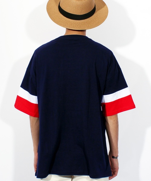 ８(eight)（エイト）の「ロゴ 切替 半袖Tシャツ ビッグTシャツ（Tシャツ/カットソー・メンズ・ホワイト/ブラック/ネイビー・LARGE/MEDIUM）」の19枚目の写真