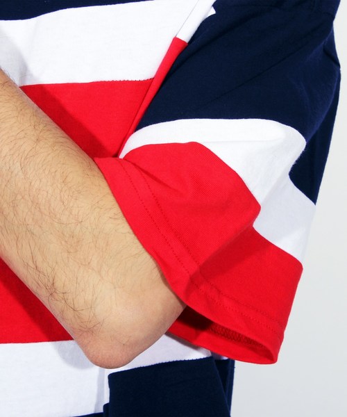 ８(eight)（エイト）の「ロゴ 切替 半袖Tシャツ ビッグTシャツ（Tシャツ/カットソー・メンズ・ホワイト/ブラック/ネイビー・LARGE/MEDIUM）」の5枚目の写真