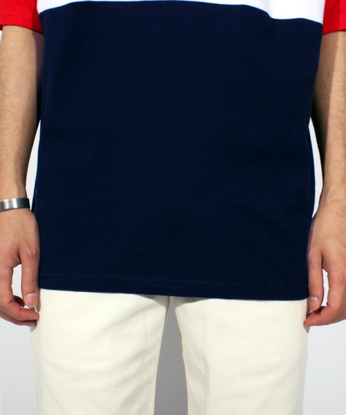 ８(eight)（エイト）の「ロゴ 切替 半袖Tシャツ ビッグTシャツ（Tシャツ/カットソー・メンズ・ホワイト/ブラック/ネイビー・LARGE/MEDIUM）」の6枚目の写真