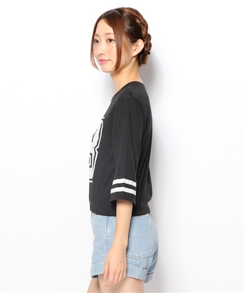 WEGO(ウィゴー)の「WEGO/ギャザーナンバリングTee(7)(Tシャツ/カットソー・レディース・ブラック/ホワイト/ネイビー・FREE)」の5枚目の写真
