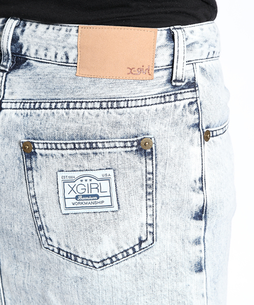 X-girl（エックスガール）の「BLEACHED DENIM SKIRT（デニムスカート・レディース・ライトインディゴブルー・0/1/2）」の8枚目の写真