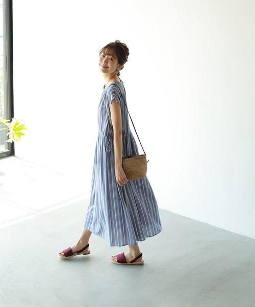 coen（コーエン）の「【Market】ウエストギャザーマキシワンピースⅡ (ストライプ・ギンガムチェック)（ワンピース・レディース・ロイヤルブルー/ブラック・FREE）」の5枚目の写真
