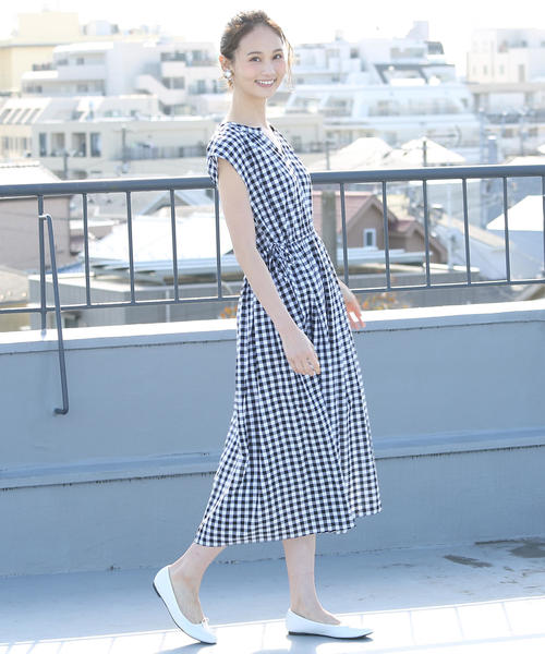 coen（コーエン）の「【Market】ウエストギャザーマキシワンピースⅡ (ストライプ・ギンガムチェック)（ワンピース・レディース・ロイヤルブルー/ブラック・FREE）」の8枚目の写真