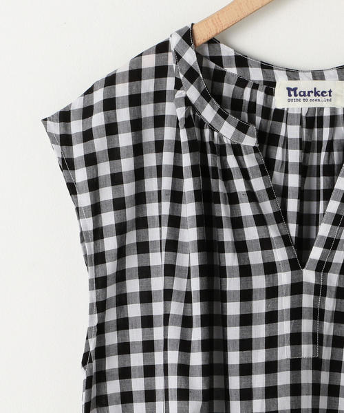 coen（コーエン）の「【Market】ウエストギャザーマキシワンピースⅡ (ストライプ・ギンガムチェック)（ワンピース・レディース・ロイヤルブルー/ブラック・FREE）」の9枚目の写真
