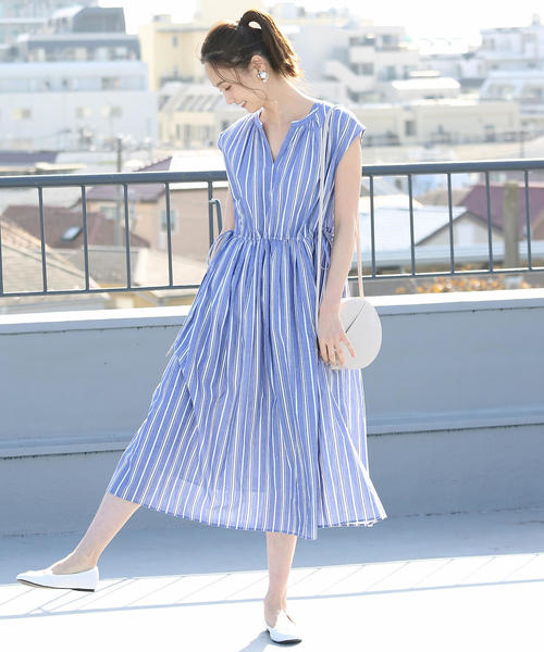 coen（コーエン）の「【Market】ウエストギャザーマキシワンピースⅡ (ストライプ・ギンガムチェック)（ワンピース・レディース・ロイヤルブルー/ブラック・FREE）」の19枚目の写真