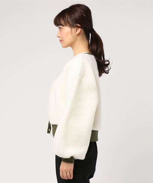 WEGO（ウィゴー）の「WEGO/ボアカーディガン（ブルゾン・レディース・パープル/オフホワイト/ライトベージュ・FREE）」の5枚目の写真