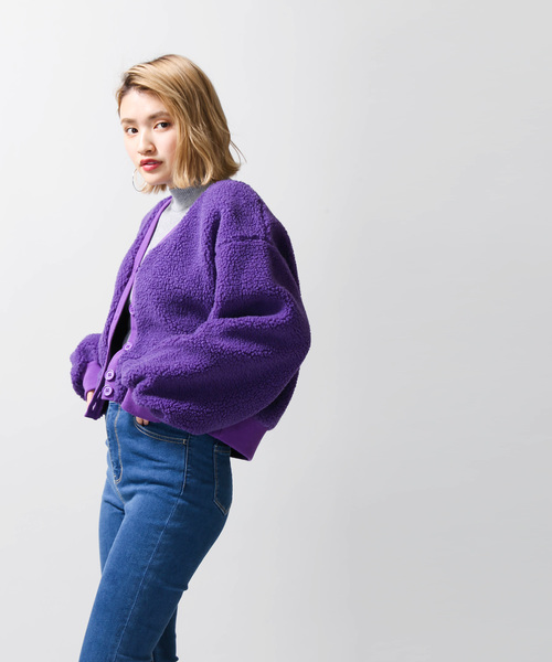 WEGO（ウィゴー）の「WEGO/ボアカーディガン（ブルゾン・レディース・パープル/オフホワイト/ライトベージュ・FREE）」の12枚目の写真